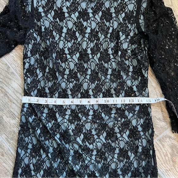 Adrianna Papell Eyelet Lace, Beaded and Sequin Details, Black Blue, Size US 12 - Picture 11 of 12